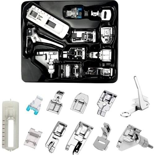 11pc Sewing Machine Presser Foot Press Feet For Brother Singer Sew Kit Braiding Blind Stitch Over Lock Zipper Ruler