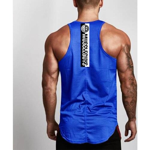 Mesh Brand Workout Vest Fashion Cotton Mens Tank Top Fitness Singlets Sleeveless Gym Bodybuilding Stringer Undershirt Tanktops