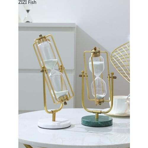 Rotatable Metal Sandglass Simple Glass Hourglass Desk Decoration Ornaments 15/30 Minute White Sand Countdown Timer Home Timing