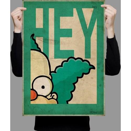 W469 Silk Fabric Poster Wall Art Decor HEY VINTAGE Trend Fashion Decoration Bright Christmas Gift