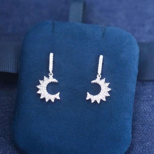 SLJELY Fashion Designer S925 Sterling Silver Crescent Moon Earrings Micro AAA Zirconia Women Party France Fine Brand Jewelry