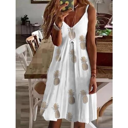 Sexy Strap Love Heart Printed Beach Mini Woman V-Neck Loose Dress 2021 Summer Ladies Loose Casual Boho Dresses Plus Size Femme