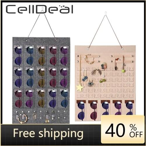 15/25 Slots Felt Eyeglasses Stand Holder for Sunglasses Glasses Storage Display Hanging Bag Wall Pocket Storage Box Organizer