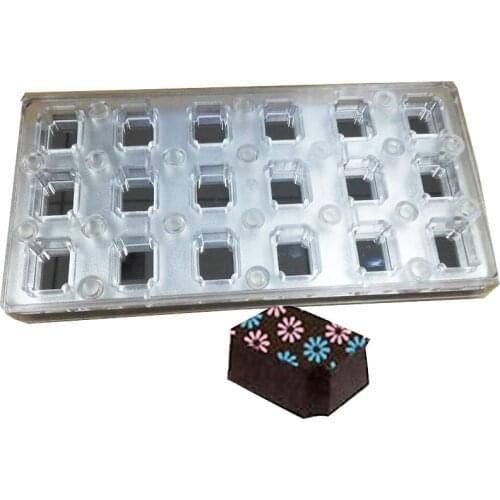 18 Square Magnetic Polycarbonate Chocolate Mold for edible transfer sheets
