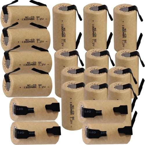 20 pcs power tool battery SC 1.2V NICD SUBC batteries for screwdriver drills 1300mah fast delivery real capacity