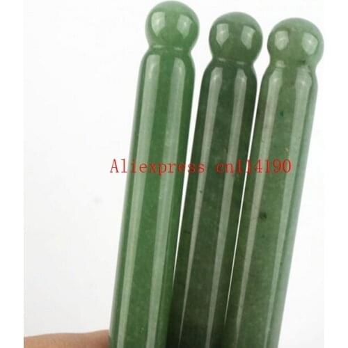 50 pcs/lot handmade natural green jade stone stick Pain Relief Acupuncture Point Massage tool