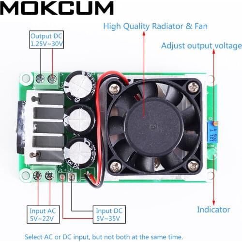AC-DC DC-DC Step Down Power Supply Module Buck Adjustable Voltage Converter AC 5V-22V DC 5V-35V to DC 1.25V-30V