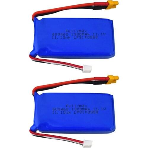 2PCS/Lot 11.1V 1300mAh Battery For XK X450 Remote Control Fixed-wing Gliding Aircraft Parts Battery with XT30 Plug
