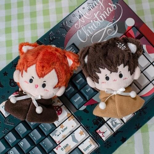 Anime Bungou Stray Dogs Nakahara Chuya Dazai Osamu Cute Plush Dolls Pendant Toys Cartoon Keychain Itabag Keyring Cosplay Gifts