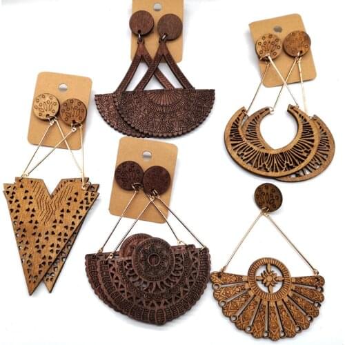 Free Shipping!!african Drop wooden earrings can mixed 5 designs