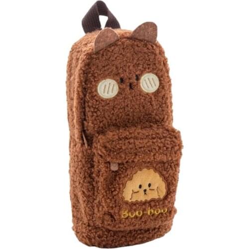 Super Cute Bear Large Capacity Fabric Korean Animal Pencil Bag Kawaii Pouch Stationery Organizer Fountain Pen Case Soft