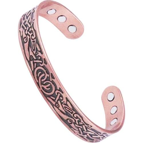 Vintage Style Jewelry Womans Copper Bracelet Magnetic Adjustable Open Cuff Bracelet Anniversary Gift