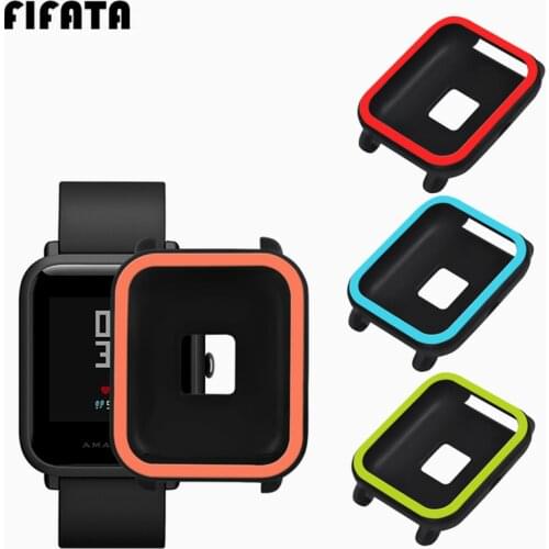 FIFATA For Amazfit Bip Youth Watch Soft TPU Protection Case Double Color Silicone Protector Cover Shell Replacement Accessories