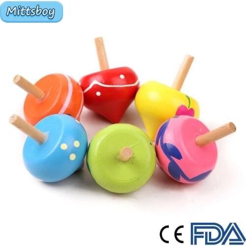 New Montessori Beech Wooden Toy Heart Shaped Spinning Top For Children Jigsaw Brain Training Learnings Toy Educational Toy Gift