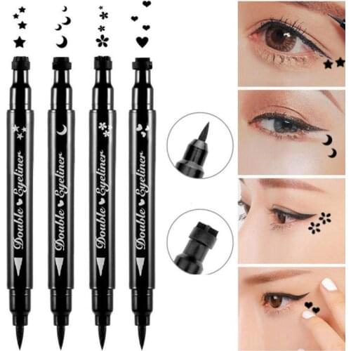 Double-headed Small Seal Liquid Eyeliner Stars And Moon Love Plum Eyeliner Eyeliner Stamp Anti-sweat Makeup Tool New 2021 TSLM1