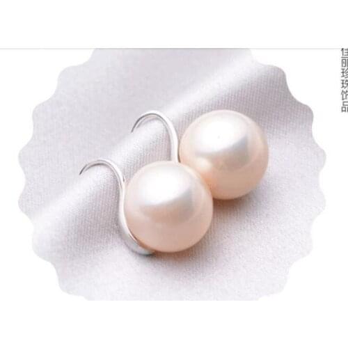 Elegant 9-10mm south sea round white pearl earring silver