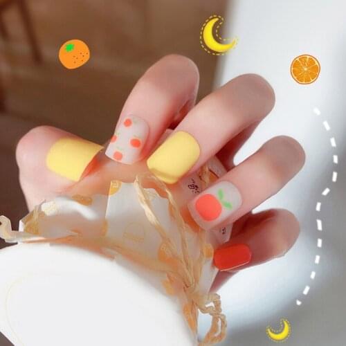 Fluorescent Green Nail Patch Avocado Fruit Color Fashion White Birthday Party Essential Women And Girls Natural Full Cover
