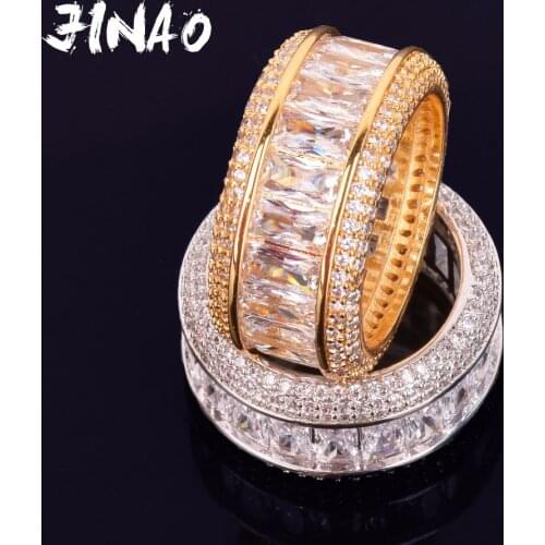 JINAO High Quality Personality Iced Out AAA+ CZ Charm Gold Color Party RING Fashion Hip Hop Rock Jewelry