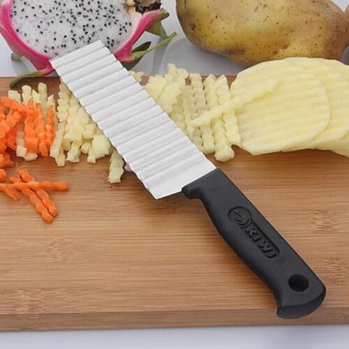 Potato French Fry Cutter Stainless Steel Serrated Blade Slicing vegetable Fruits slicer Wave Knife Chopper Kitchen Accessories