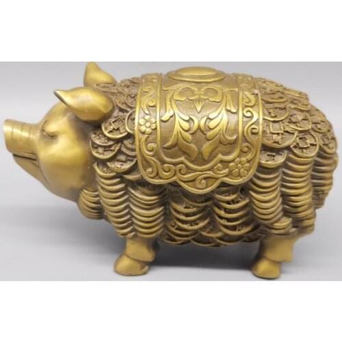 China brass gold money pig crafts statue