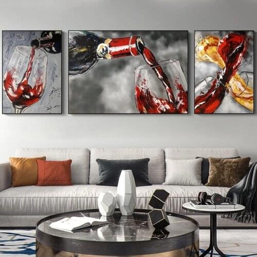 Classic Bar of Pouring Wine Into A Red Wine Glass Art Mural Decoration Living Room Home Decor No Frame Vintage Canvas Painting