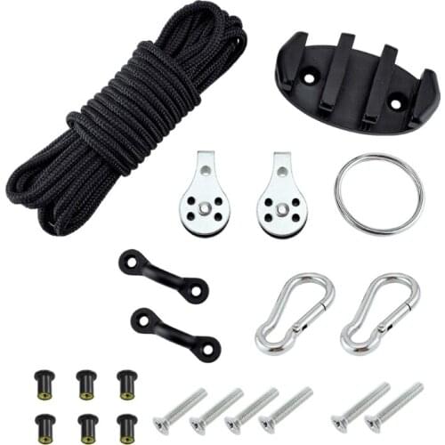 Q1FF Kayak Canoe Anchors Trolley Kit Cleat Rigging Ring Pulleys Decks Accessories