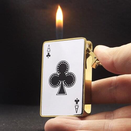 Creative Plastic Poker Lighter Refillable Butane Gas Lighters Plating Cigarette Lighter For man