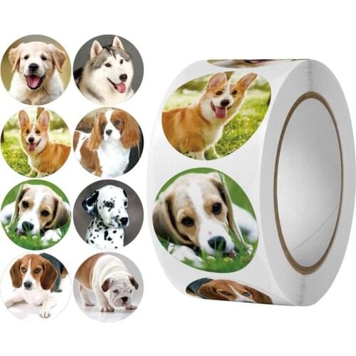Round Cute Dog Sticker Sealed Box Sticker Packaging Wedding Party Decoration Baking Birthday Gift Box Gift Bag Sealing Sticker