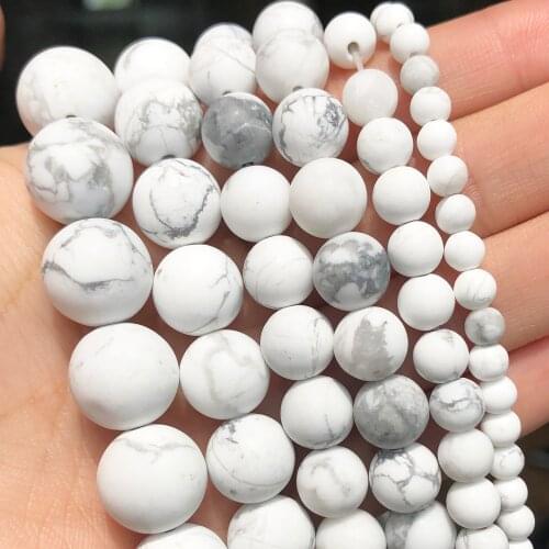 4-12mm Matte White Howlite Turquoises Round Loose Beads Natural Minerals Spacer Beads For Jewelry Making Needlework DIY Bracelet