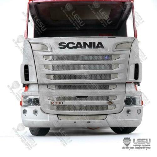 LESU Metal Front Face Bumper Net Style For 1/14 DIY Tamiya Scania R730 RC Tractor Truck TH15169