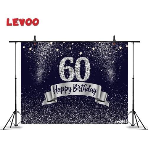 LEVOO Custom Backdrop 60th Birthday Silver Glitter Dots Diamonds Party Decor Photography Background Prop Photobooth Dropshipping