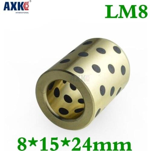 4pcs 8x15x24 Mm Linear Graphite Copper Set Bearing Copper Bushing Oil Self-lubricating Bearing Jdb Free Shipping Lm8uu Lm8 8mm