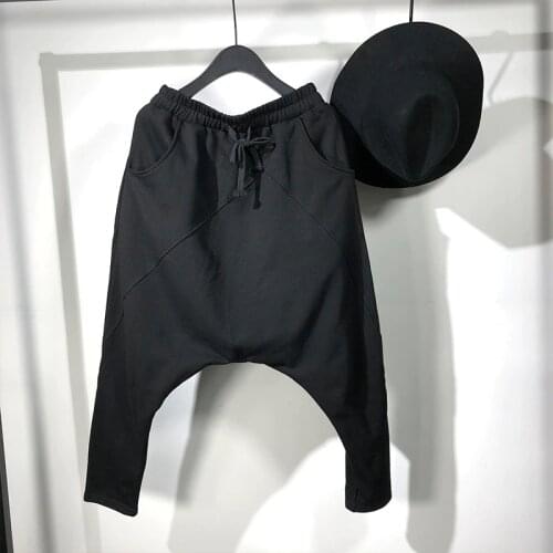 Owen Seak Men Casual Cross Pants high Street Wear Ankle Length Pants Mens Clothing Sweatpants Spring Harem Black Pants