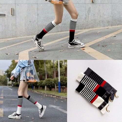 Striped Calf Socks Ladies Knee-length Long Tube New High Tube Tide Socks Japanese Autumn and Winter Socks Cute Student Fashion