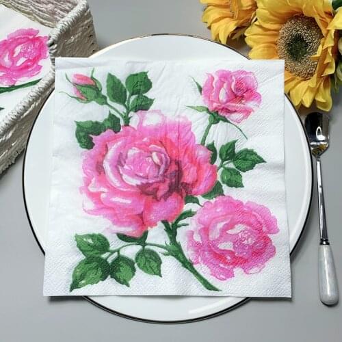 2021 New 20Pcs/Pack Flower Decoupage Paper Napkins Vintage Floweral Paper Tissues for Wedding Xmas Party Decor Wholesale