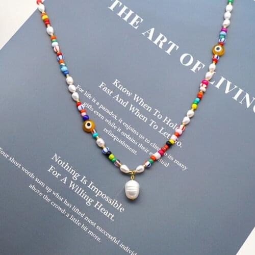 2021 New Natural Freshwater Pearls for Womens Necklace Boho Beads Necklace for Summer Beach Jewelry