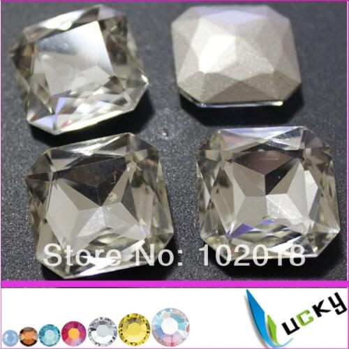 New! Free shipping! 48pcs Square Shape Fancy Rhinestone 23*23mm Clear Color Pointback crystal Beads without Metal Claw
