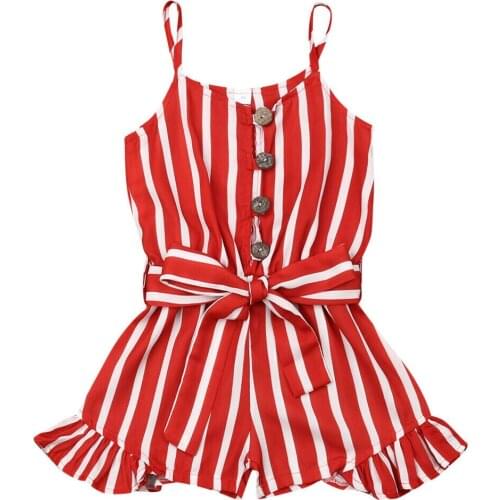 Toddler Baby Girls Clothes Strap Striped Romper Overalls Fashion Summer Kids Girl Beach Chiffon Sleeveless Jumpsuit