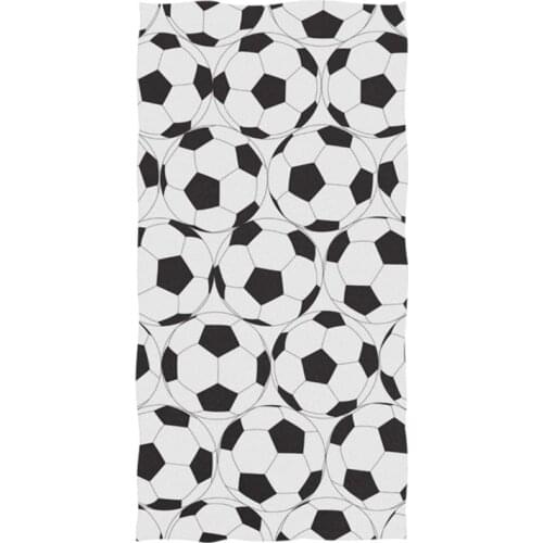 Classic Black and White Soccer Ball Pattern Beach Shower Towel Sports Football Ball Hand Face Towels Gifts Men Boy Quick Drying