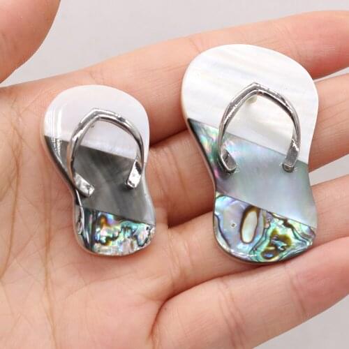 Natural Shell Pendant Slipper shape Mother of Pearl Splicing Abalone Shell charms For jewelry making DIY Necklace accessories
