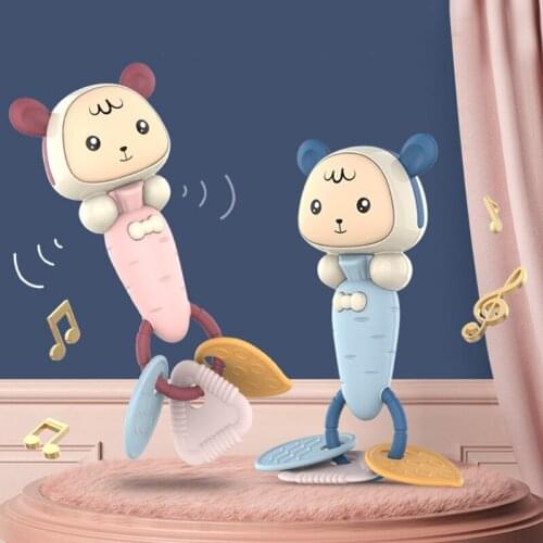 Teether Rattle for Baby Sensory Exploration and Teething Relief Soft Soothing Baby Teething Toy Newborn Hand Pacifier