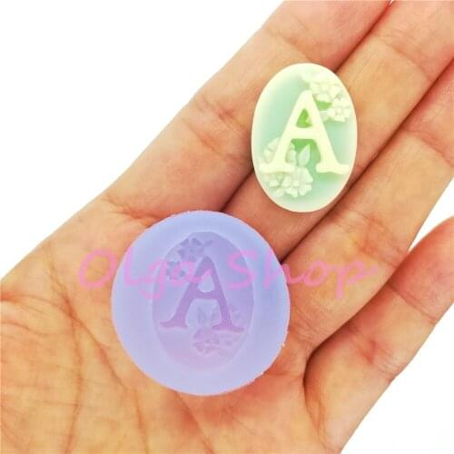 PYL923-PYL928 Letter A B C D E F Cameo Silicone Mold Fondant Cake Decoration Candy Chocolate Resin Clay Necklace Pendant Making