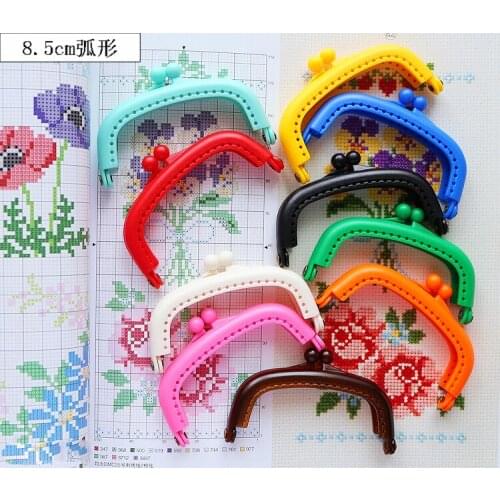 8.5cm colorful resin coin purse mouth golden clasp DIY pitch work plastic metal frame 5pcs/lot