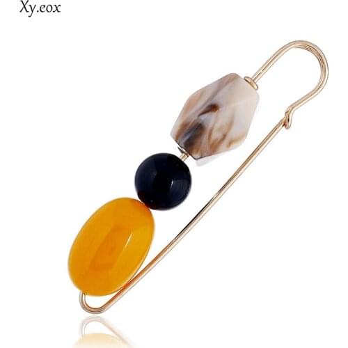 Luxury Large ABS Pearl Beads Safety Pin Brooch Clip Scarf Hat Sweater Pin