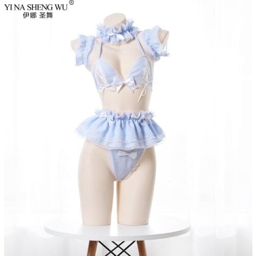 Sexy Japan Anime Maid Cosplay Lingerie Costume Kawaii Blue Erotic Outfit For Woman Bikini Women Sailor Uniform School Girl Dress