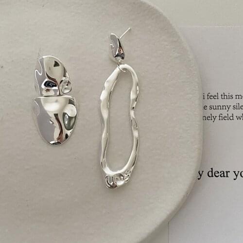 Silvology 925 Sterling Silver Asymmetry Irregular Long Big Earrings for Women Statement Exaggeration Earrings Designers Jewelry