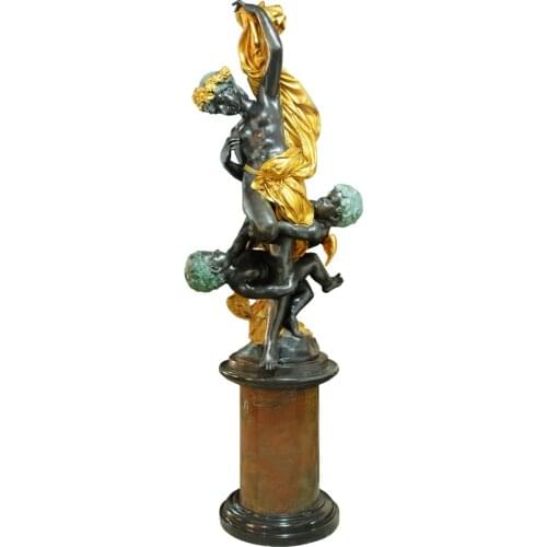 Life Size Angels and Young Girl Statue Hellenistic Art Bronze Golden Brass Large Indoor Outdoor Decoration
