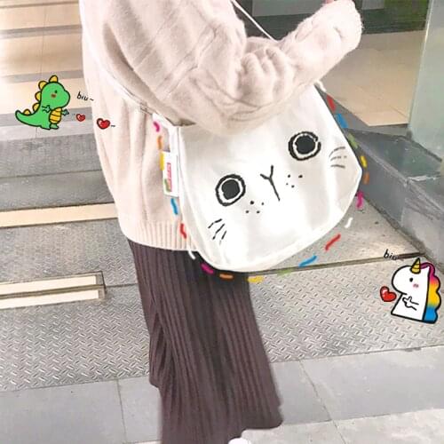 Shopping Bags Women Sweet Kawaii Printed Canvas Leisure Daily Shop High Quality Harajuku Korean Style All-match Grocery Bag New
