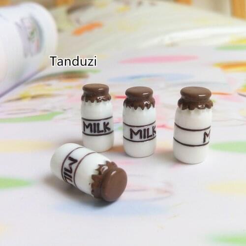 Tanduzi 20PCS Cute Decoden Resin Mini Milk Bottle Dollhouse Milk Simulation Food Miniaturas Home Decor Resin Craft