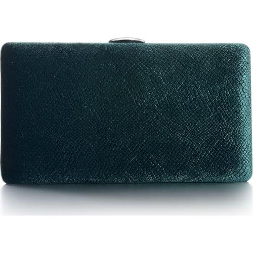 Dark Green Velvet Hard Case Box Clutch Evening Bags and Clutch Purses Handbags with Shoulder Chain for Ball Party Prom